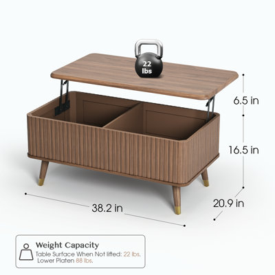 Mid Century Modern Lift Top Coffee Table With Storage,multi-functional Center Table For Living Room