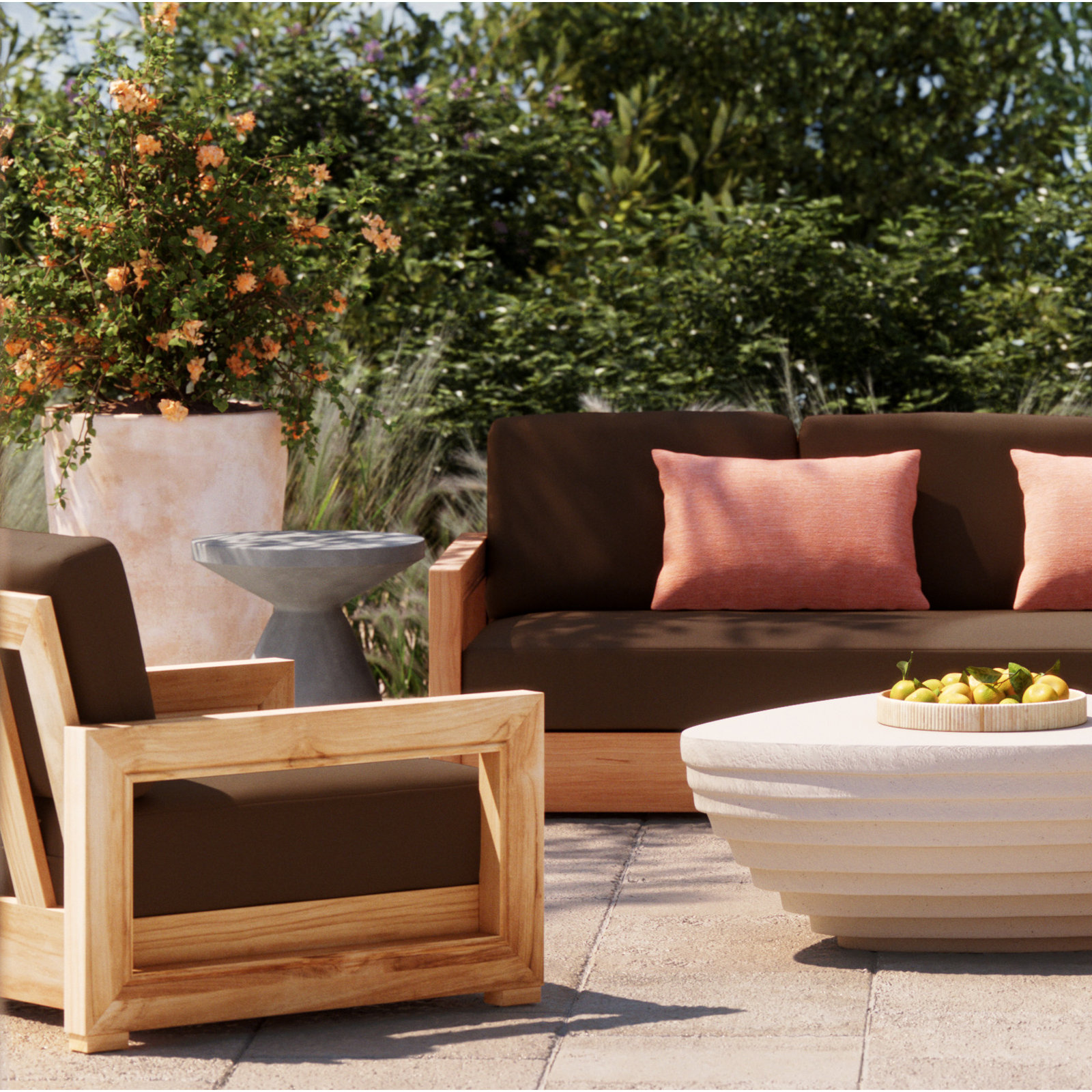 Melrose Teak Outdoor Lounge Chair, Dark Brown