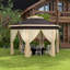 Abri de jardin escamotable, abri à baldaquin hexagonal avec filet en filet à 6 fermetures à glissière, tente d'événement avec cadre en acier robuste pour patio, jardin, mariage, fête
