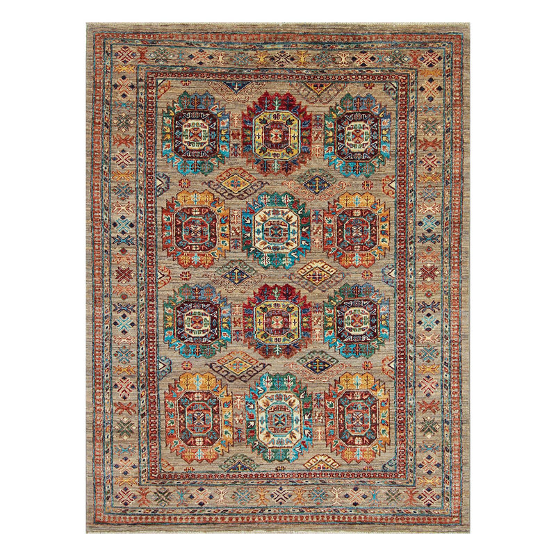 Tapis chameau noué à la main de haute qualité et multicolore