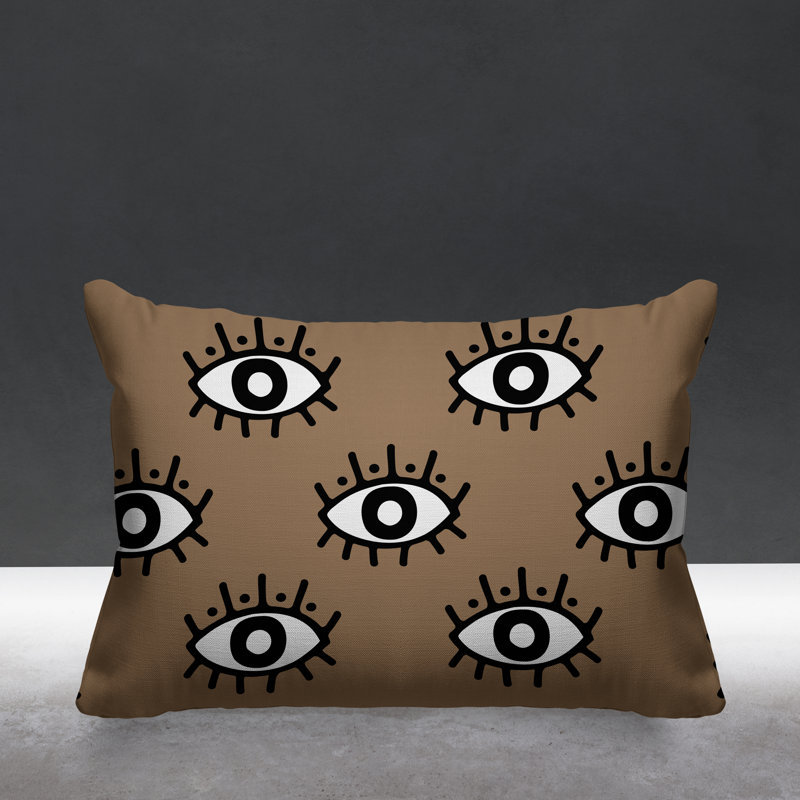 Coussin intérieur / extérieur Ankara Evil Eye, Beige
