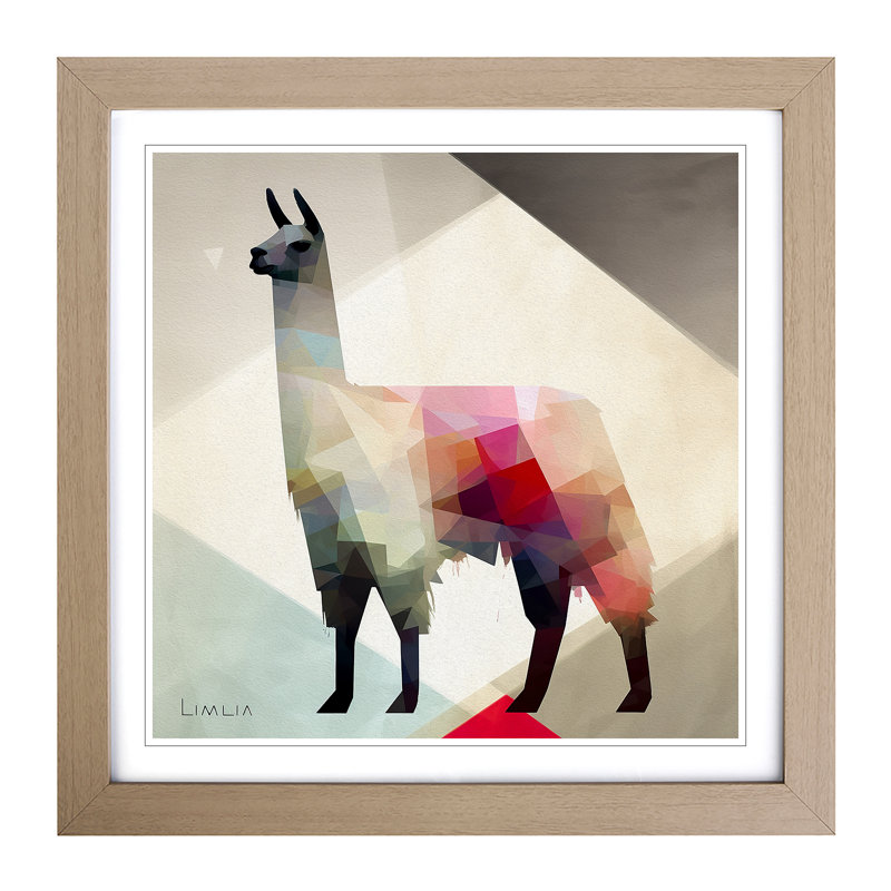Llama Suprematism No.2 - Framed Print, Oak