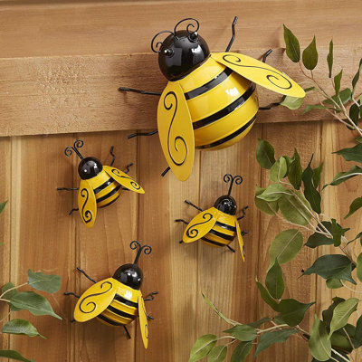 4pcs Metal Bumble Bee Wall Art