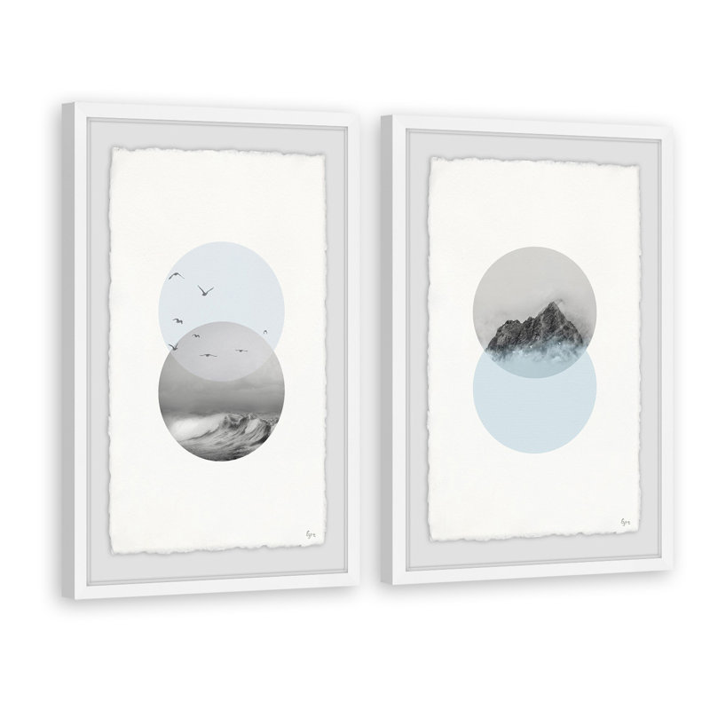 «Interchangeable Diptych» par Eyre Tarney - ensemble de 2 reproductions d'art sur papier encadré, H 12 po x l 8 po