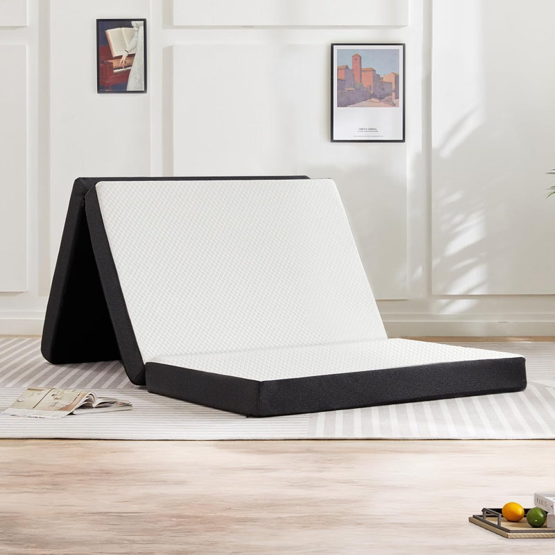 Matelas en mousse viscoélastique pliable en trois, 4", Grand lit