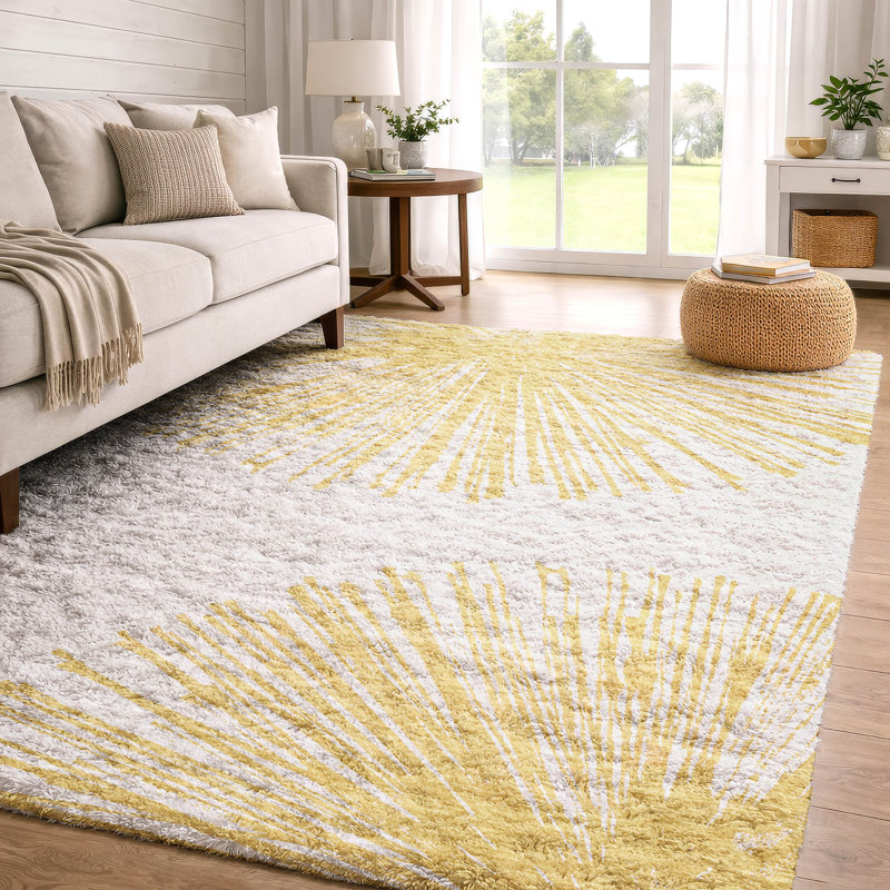 Tapis à poils longs lavable à la machine de qualité supérieure ADS642, Gold, 3' x 5'