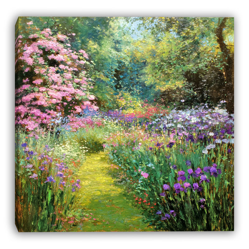 Art mural sur toile Sunlit Garden Path, 30"W x 30"H x 1.5"D