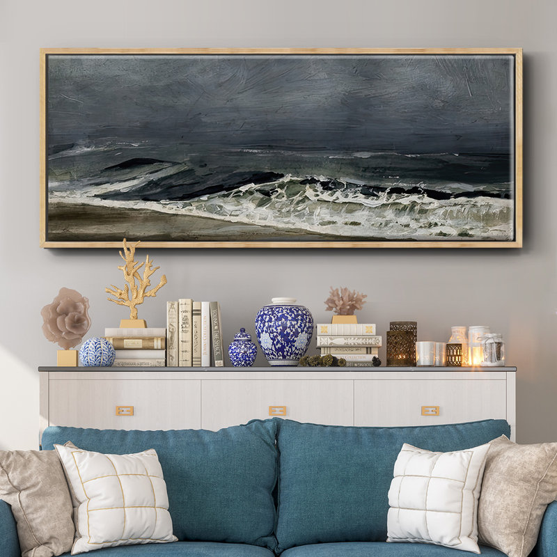 Moody Sea I- Framed Canvas, 24" H x 60" W