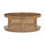 Table basse en bois de style Mid-Century moderne, table basse ronde en canne avec côté en rotin PE pour le salon