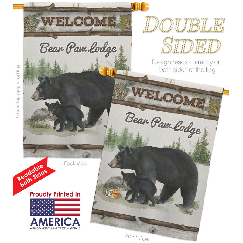 Drapeau maison 40 po x 28 po Bear Paw Lodge