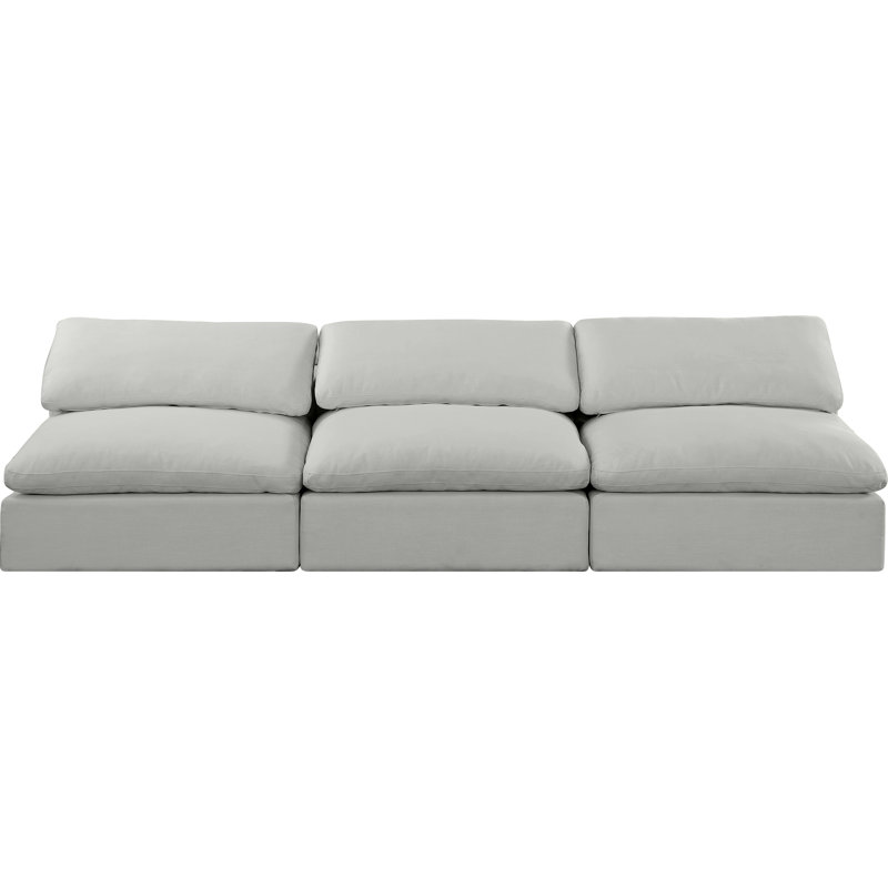 Hiromi Upholstered 117'' Sofa, Grey Linen Textured Fabric
