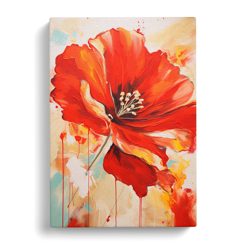 Poppy Flower Expressionism No.2 - Wrapped Canvas, 50cm H x 35cm W x 3cm D