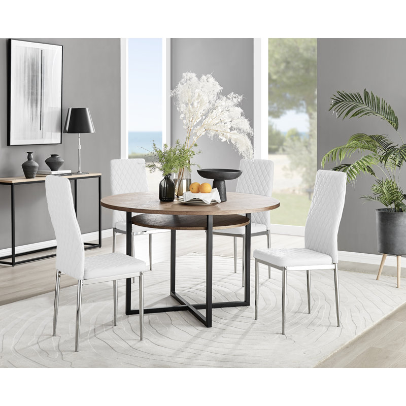 4 - Person Dining Set, White/Silver
