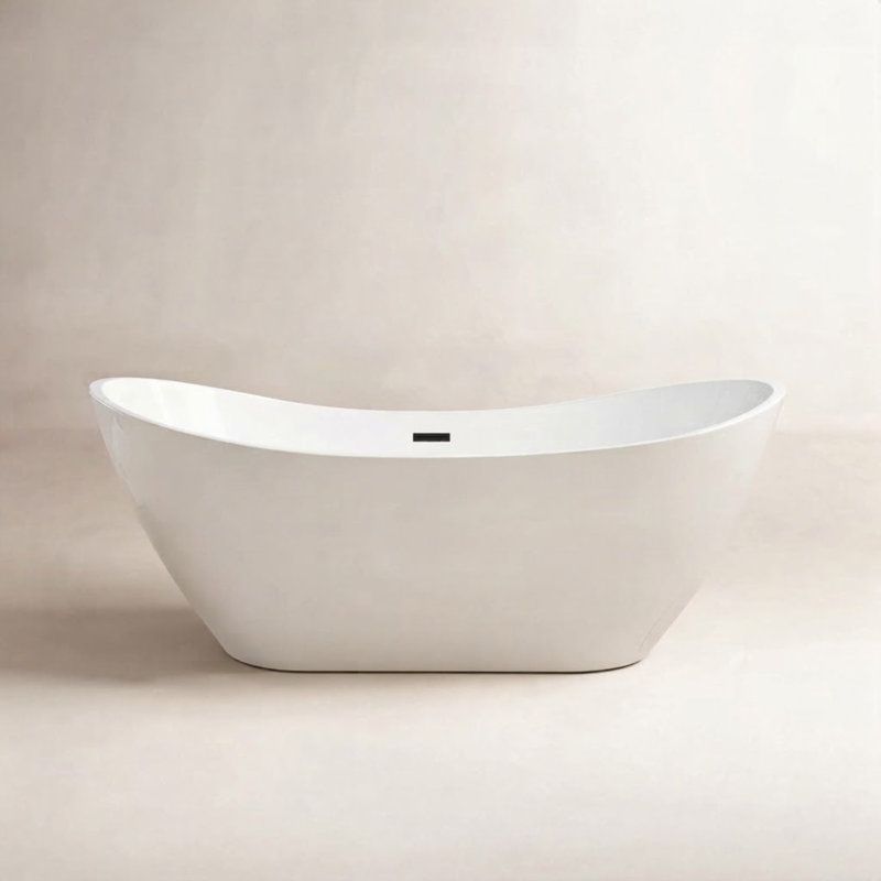 Baignoire autoportante en acrylique Ophelia, Blanc / bronze huilé, H 28,3 po x L 70,5 po x l 31,5 po