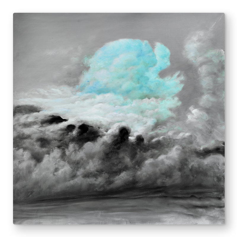 Blue clouds - Scenic Gray Metal Print for Home Decor