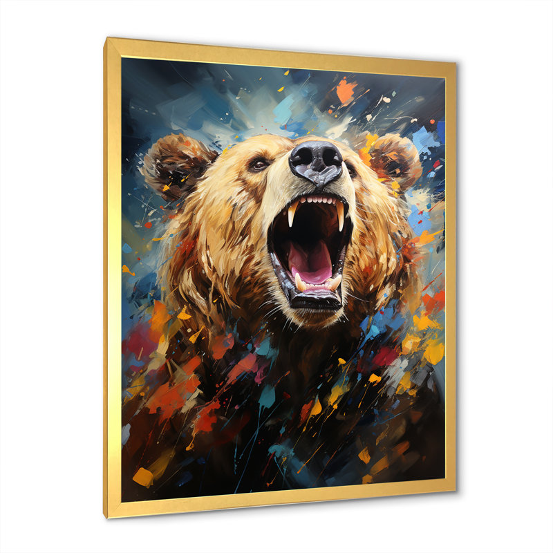 «Expressionist Grizzly Bear», impression sur toile, H 20 po x l 12 po x P 1 po, Encadrement doré