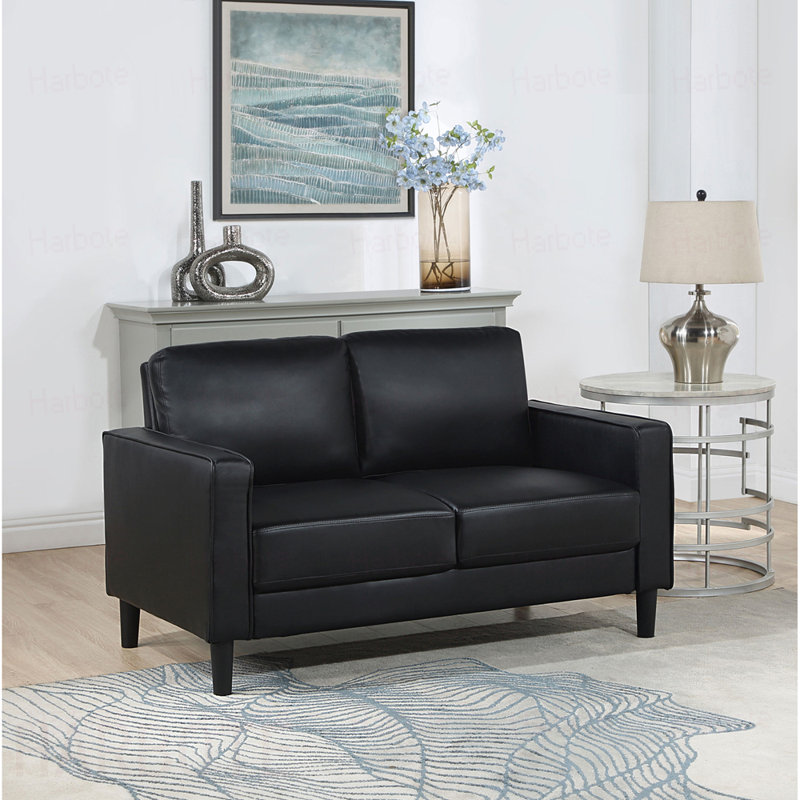 Causeuse rembourrée Farallone, Polyuréthane - noir