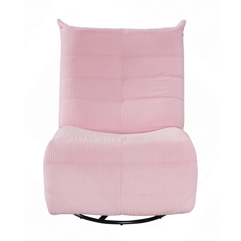 31" Pink Corduroy Swivel Glider Recliner