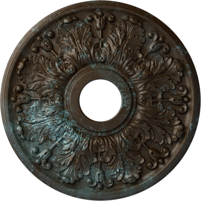 Endurathane Apollo Ceiling Medallion, 16 1/2"OD x 3 5/8"ID x 1 1/8"P (Fits Canopies up to 5 5/8"), Hand-Painted Bronze Blue Patina Finish
