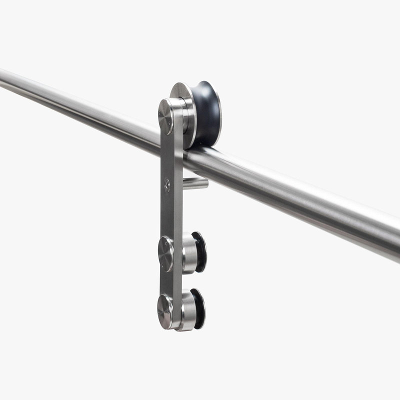 Ensemble de quincaillerie de porte de grange coulissante 78,75 po pour portes en bois simples avec guide de plancher routé