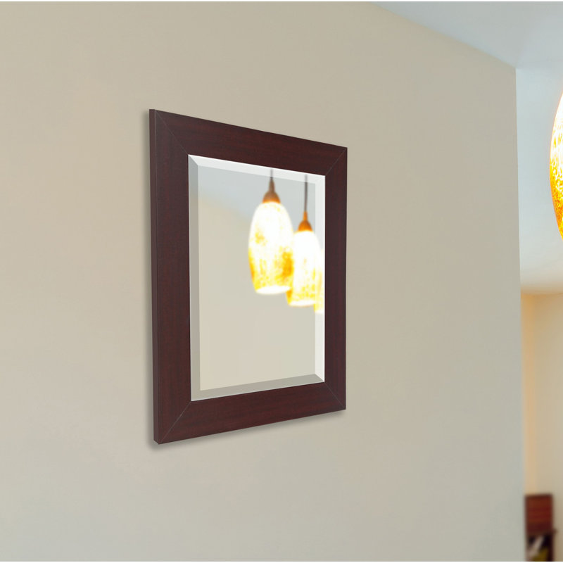 Flat Wall Mirror, 32.5" H x 26.5" W, Dark Mahogany