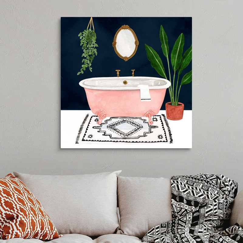 " Boho Bath II " Painting Print, Wrapped Canvas, 36" H x 36" W x 1.25" D