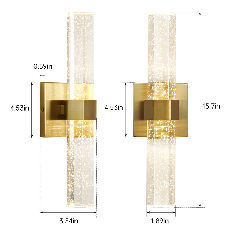 Nazreen Crystal LED Wallchiere Dimmable Wall Light, Gold