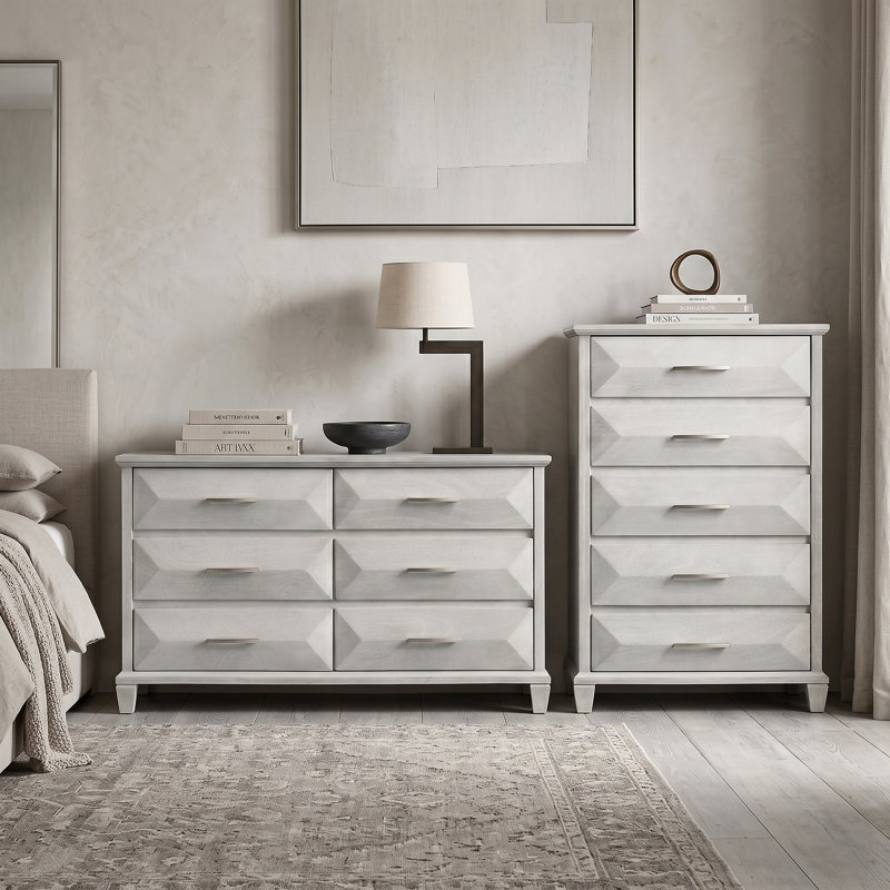 Pasha Transistional 2 Pieces Bedroom Set, 2 Pcs: Dresser, Chest, Antique White
