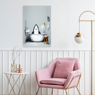 Requin dans une baignoire 2 art mural contemporain requin