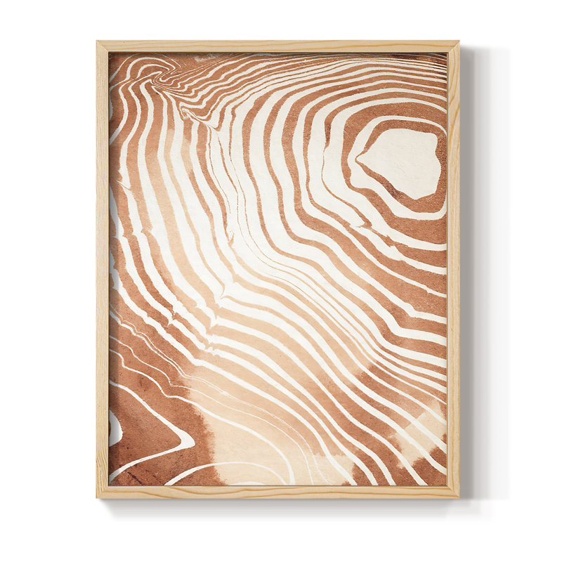 Reproduction encadrée de grain de bois Suminagashi II - bois massif, H 11 po x l 9 po
