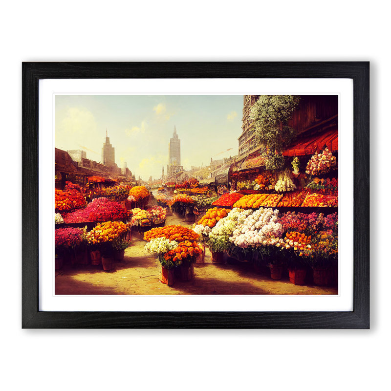 Traditional Flower Market Vol.3 - Single Picture Frame Print, Black Framed , 46cm H x 64cm W x 2cm D