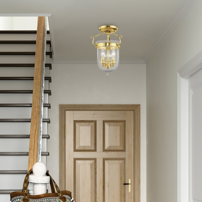 Plafonnier semi-encastré 3 lumières Husman, H 18 po x l 12 po x P 12 po, Bronze