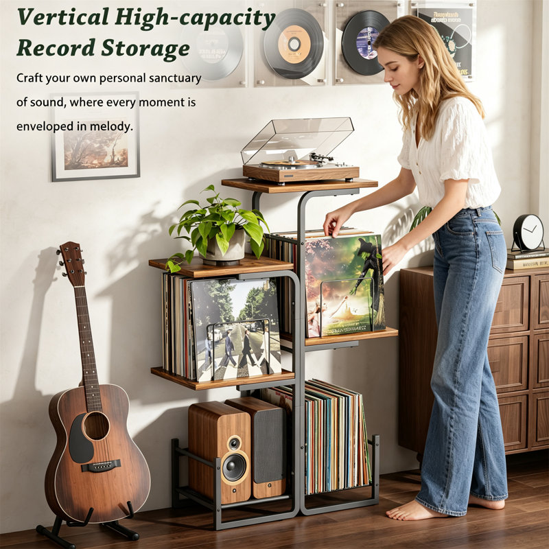 102 cm H Media Shelves, Brown-Black