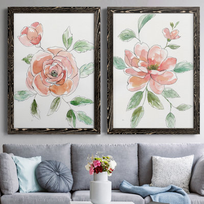 " Rose Contour " 2 - Pieces Painting Print