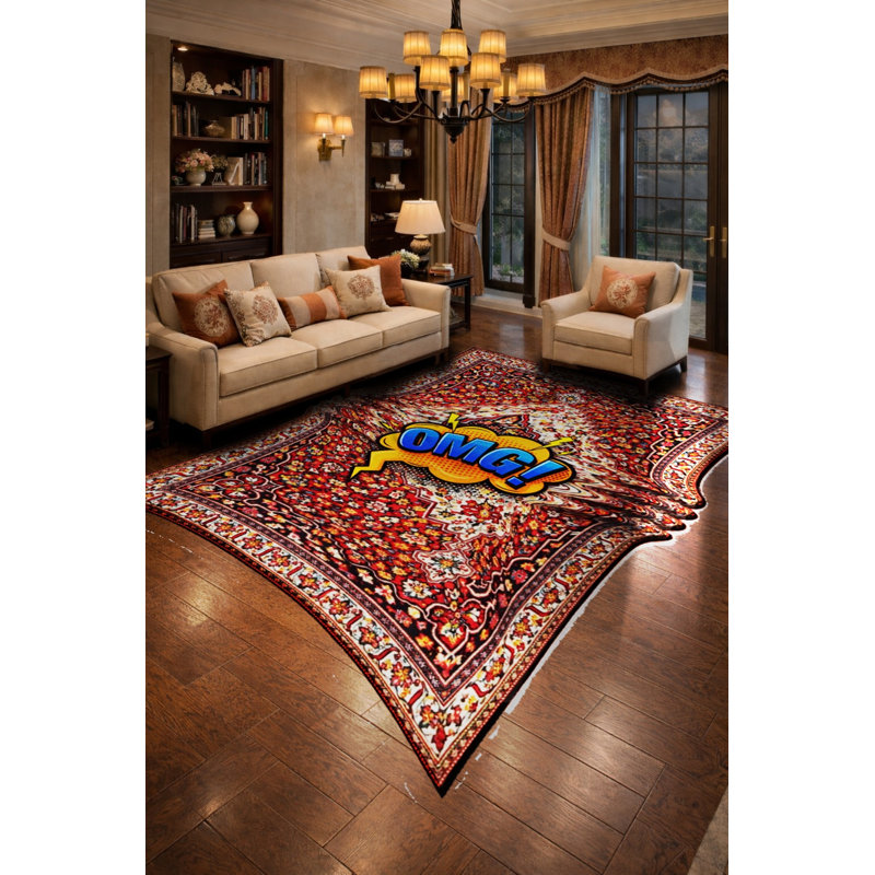 Tapis brun tissé à motif traditionnel lavable Mosso, 6'7" x 9'10"