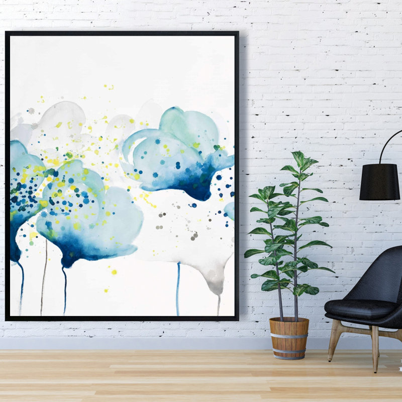 «D pois Paint Splash Flowers», décor de bureau en toile encadrée
