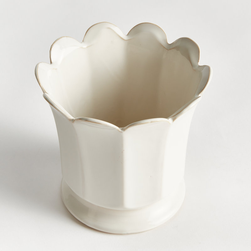 Pot à fleur en céramique, H 6,69 po x l 7,28 po x P 7,28 po, Blanc
