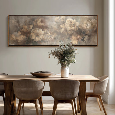 Extra Large Moody Vintage Floral Blossom Framed Canvas Print Wall Art