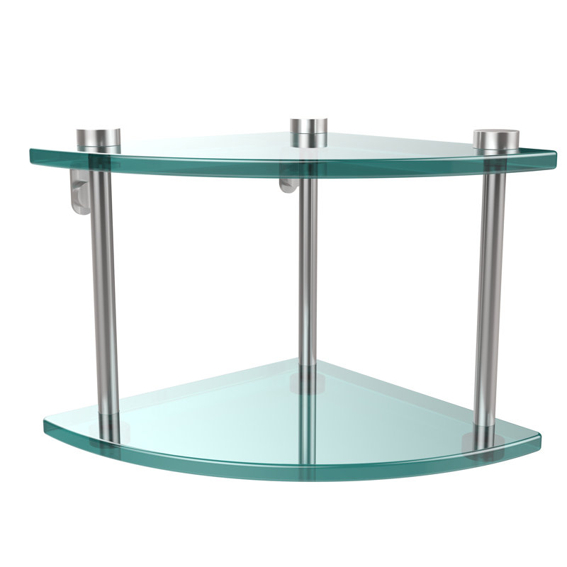 Gober 2 Piece Triangle Corner Shelf, Satin Chrome