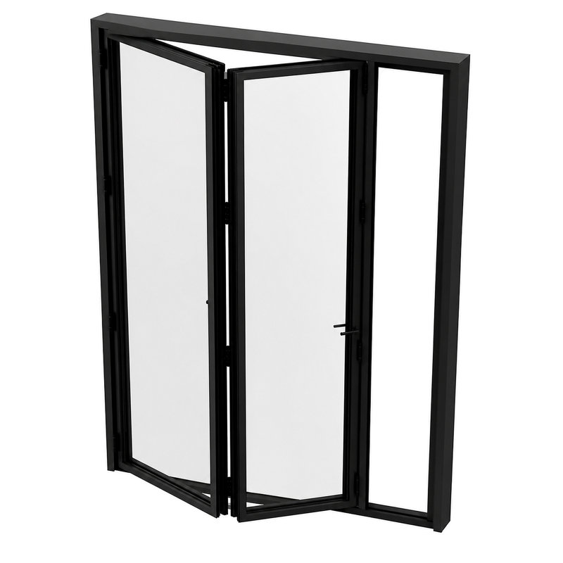 Porte pliante noire l 72 po x H 80 po en verre pliable pliable à gauche en aluminium (2 + 0), Côté gauche