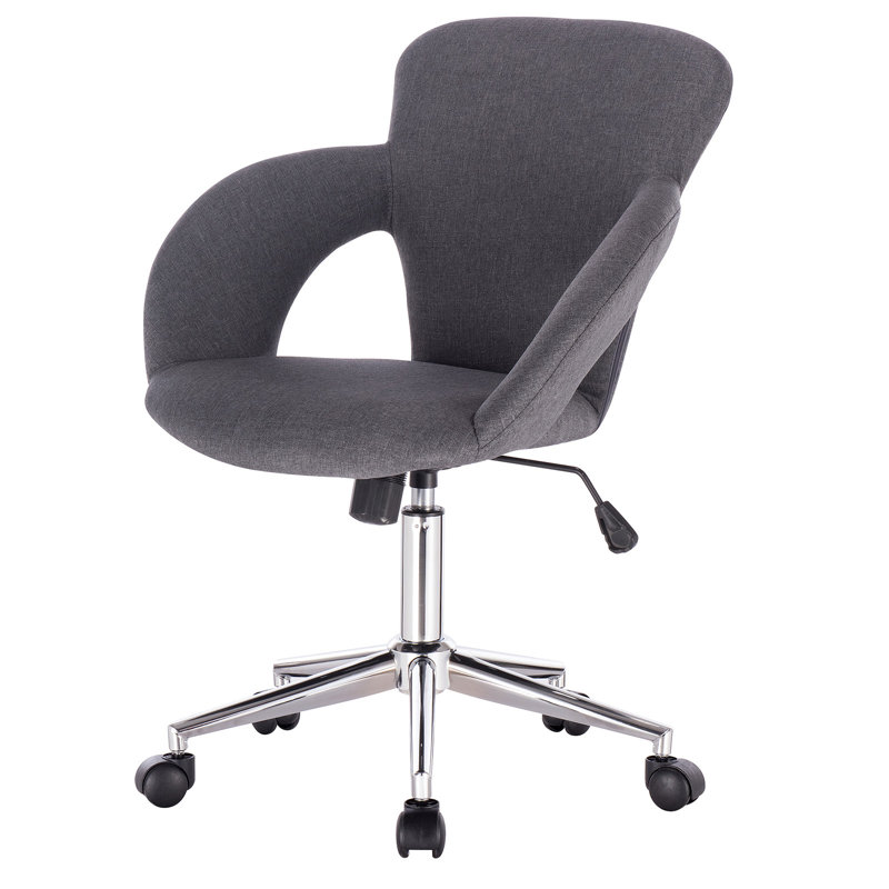 Mckernan Velvet Office Chair, Dark Grey