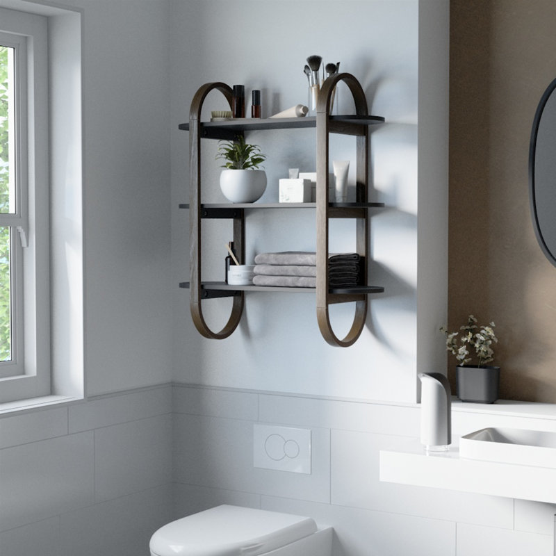 Bellwood Black Walnut 3-Tier Floating Wall Shelf