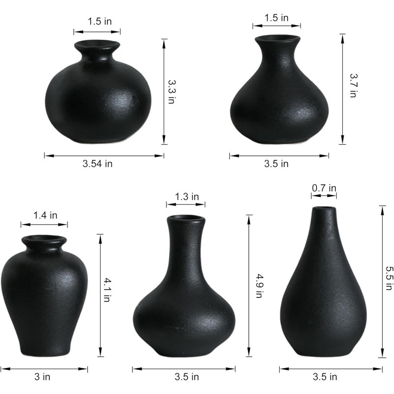 Mohnton Ceramic / Porcelain Table Vase, Black