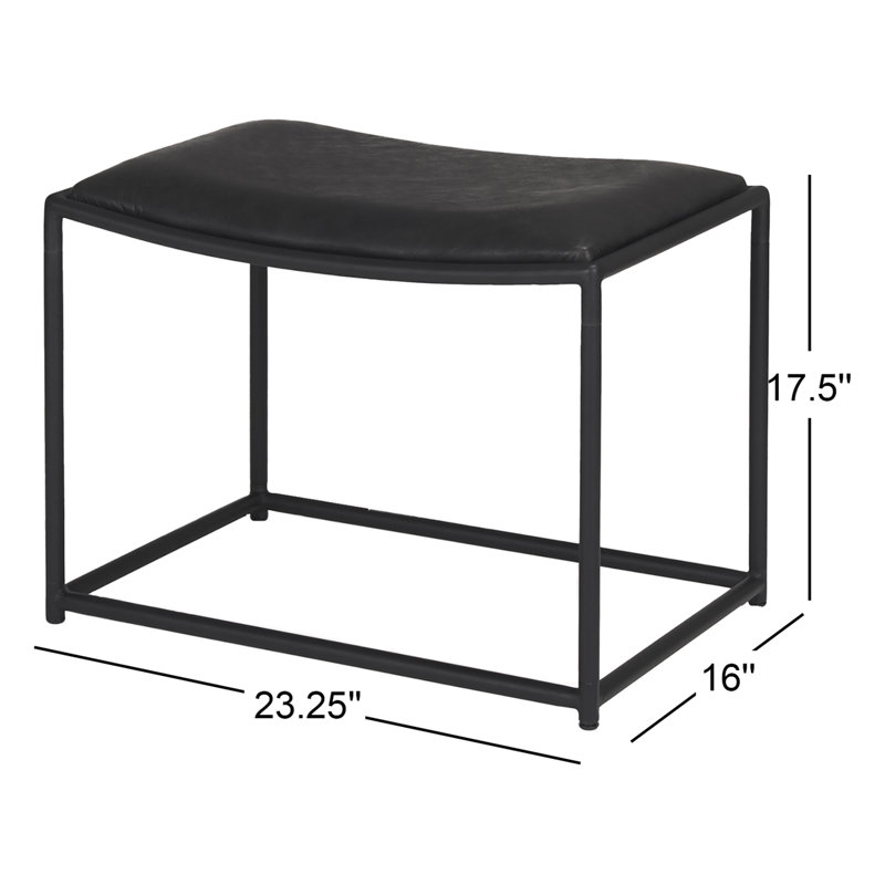 Galina Leather Stool, Black