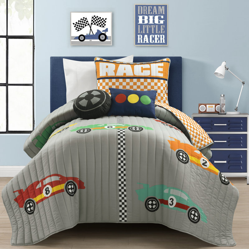 Quilt Set, Twin, Gray/Orange