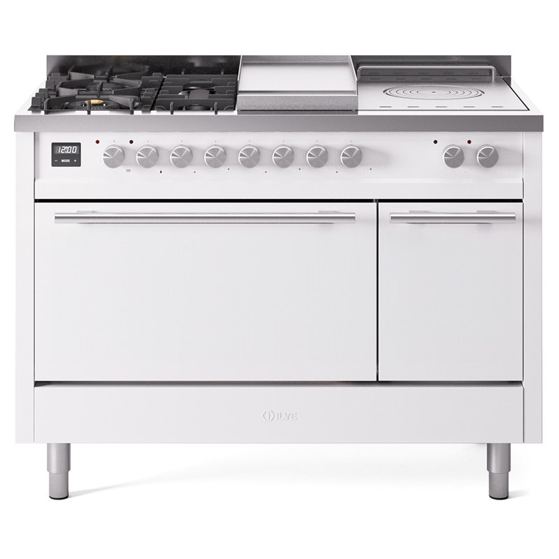 Ilve Professional Plus II 48 po à double brûleurs à 5 brûleurs, plaque chauffante et surface française, Propane liquide