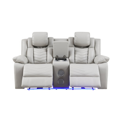 Vanguard Power Reclining Loveseat with Bluetooth Speakers, LED Base & Storage Console