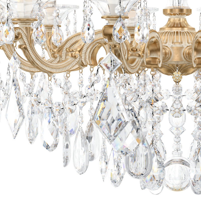 La Scala 10 - Light Crystal Chandelier, Handcut Clear, Parchment Gold