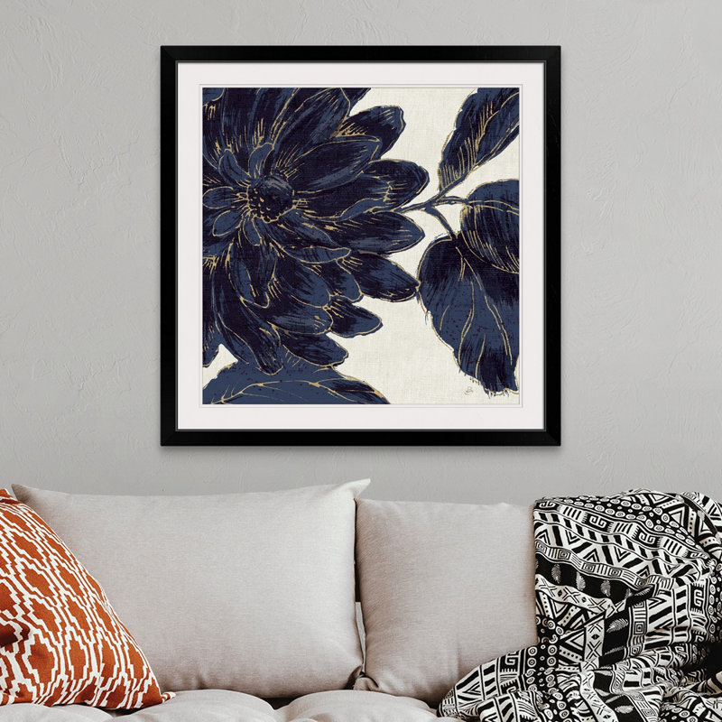 «Indigo Garden I», reproduction d'impression, H 38 po x l 38 po x P 1 po, Cadre noir