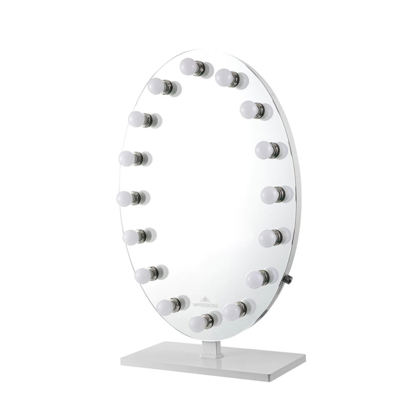 Miroir de table ovale Heiress Plus, Blanc, Bande de lumière DEL, 36,5 po x 23,75 po